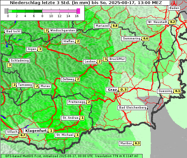 Niederschlag, 17. 8. 2025