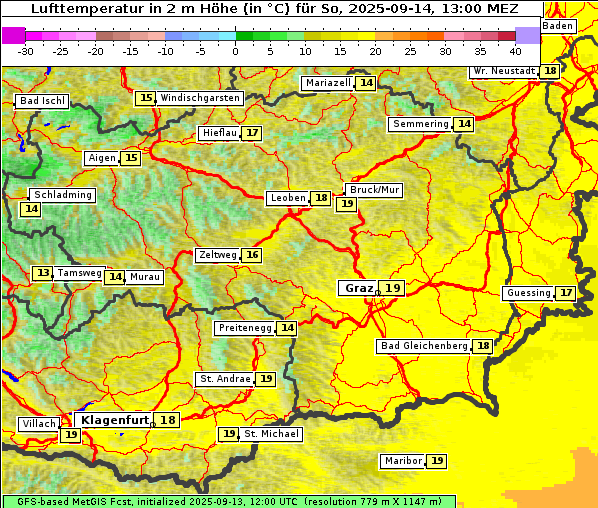 Temperatur, 14. 9. 2025