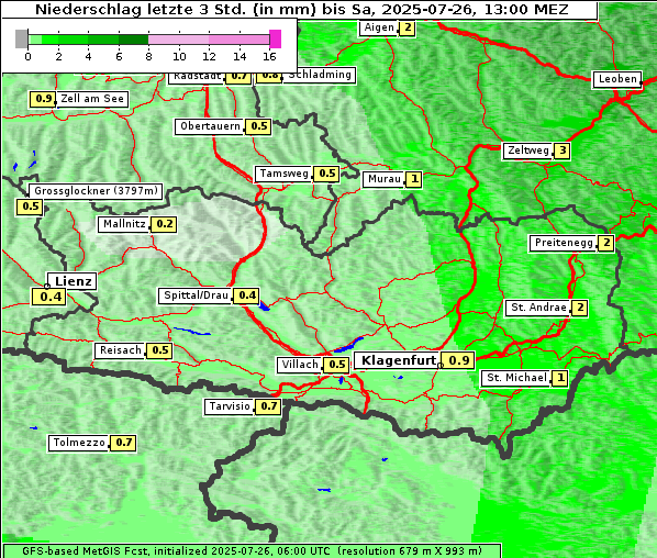 Niederschlag, 26. 7. 2025