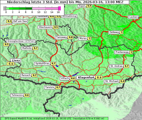 Niederschlag, 16. 3. 2026