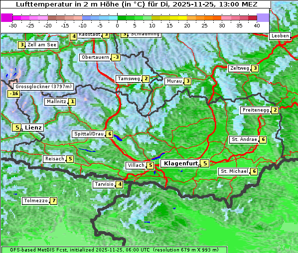 Temperatur, 25. 11. 2025