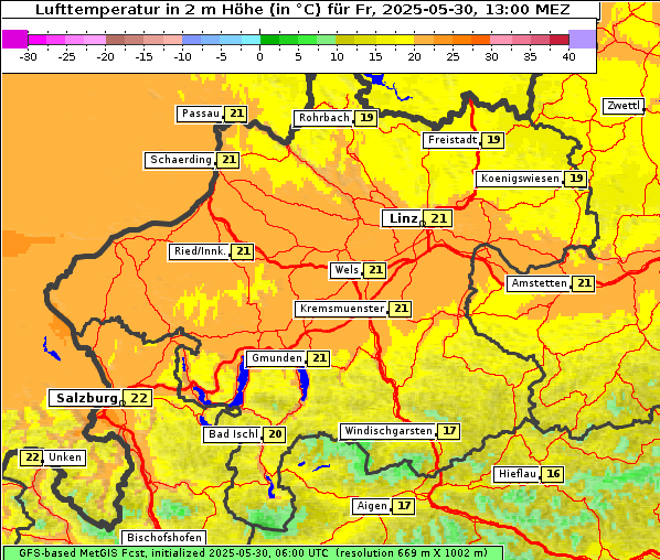Temperatur, 30. 5. 2025