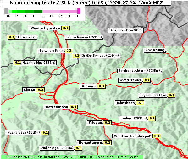 Niederschlag, 20. 7. 2025