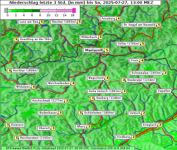 Niederschlag, 27. 7. 2025