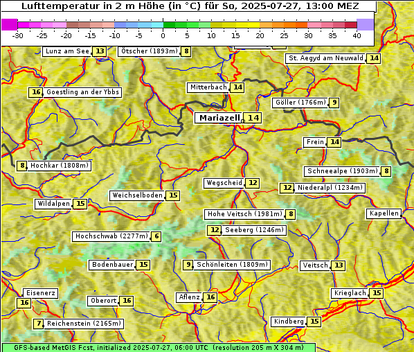 Temperatur, 27. 7. 2025