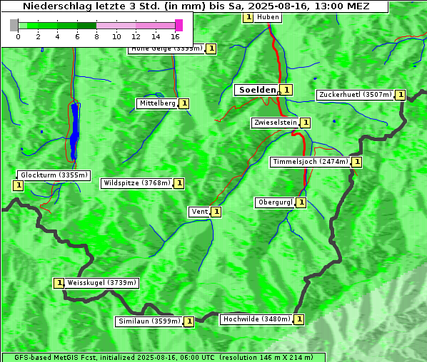 Niederschlag, 16. 8. 2025