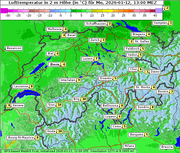 Temperatur, 12. 1. 2026