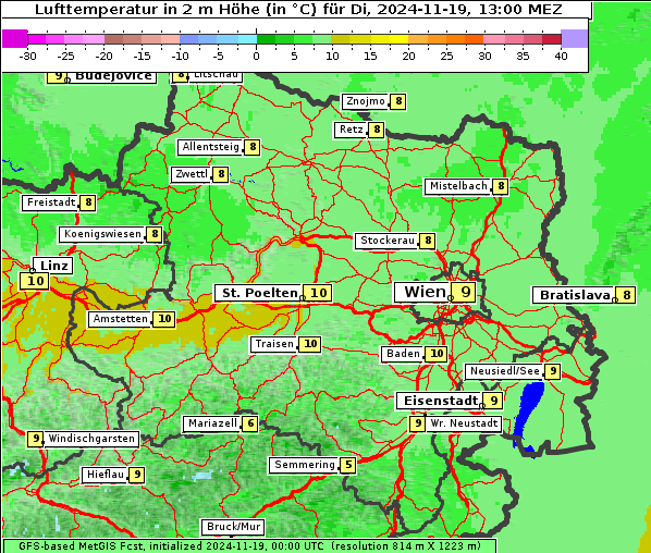 Temperatur, 19. 11. 2024