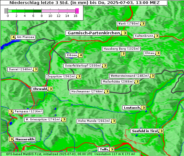 Niederschlag, 3. 7. 2025
