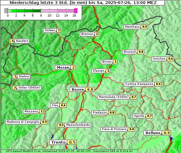 Niederschlag, 26. 7. 2025