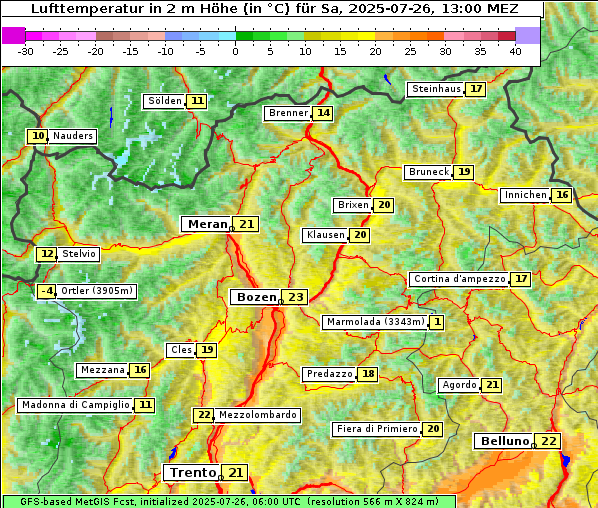 Temperatur, 26. 7. 2025
