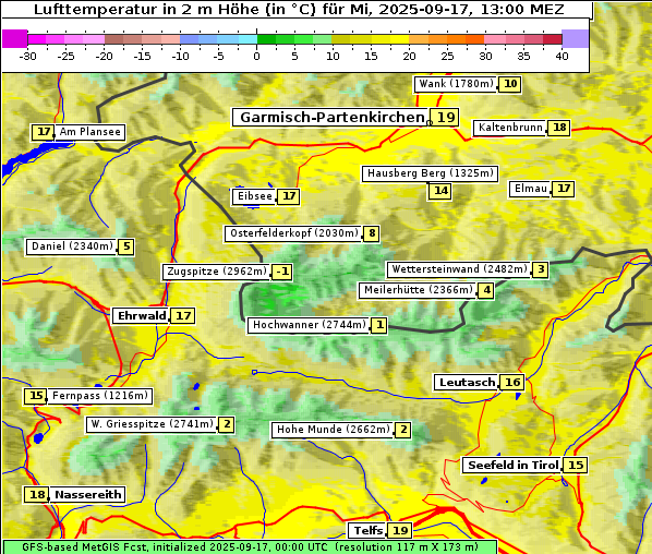 Temperatur, 17. 9. 2025