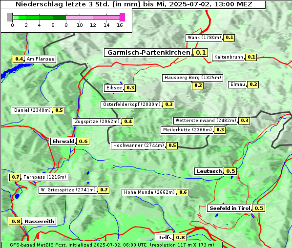 Niederschlag, 2. 7. 2025