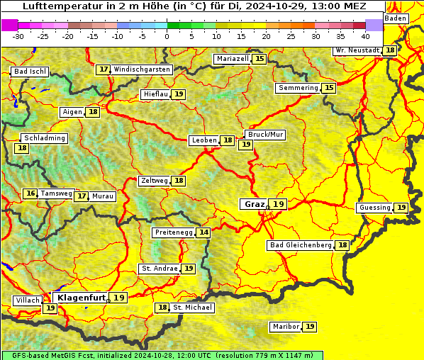 Temperatur, 29. 10. 2024