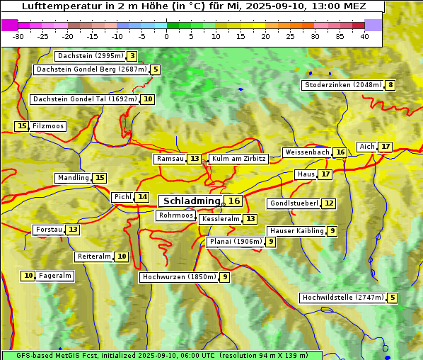 Temperatur, 10. 9. 2025