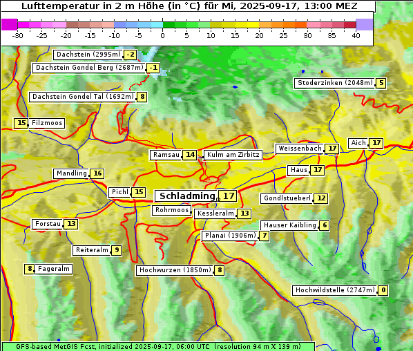 Temperatur, 17. 9. 2025