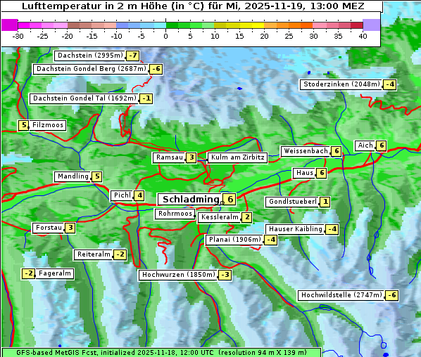 Temperatur, 19. 11. 2025