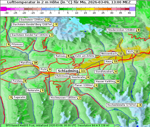 Temperatur, 9. 3. 2026