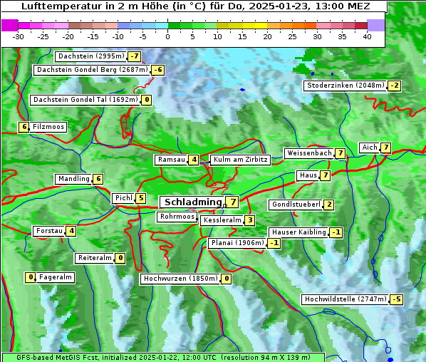 Temperatur, 23. 1. 2025