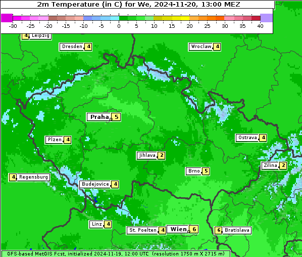 Temperatur, 20. 11. 2024