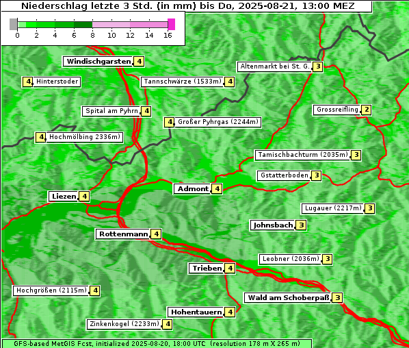 Niederschlag, 21. 8. 2025