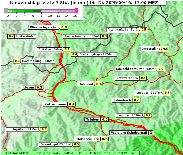 Niederschlag, 16. 9. 2025