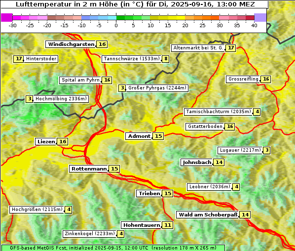 Temperatur, 16. 9. 2025