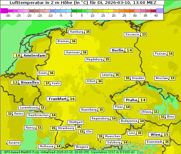 Temperatur, 10. 3. 2026