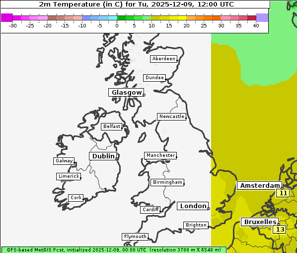Temperatur, 9. 12. 2025