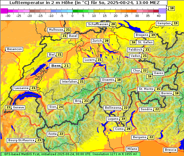 Temperatur, 24. 8. 2025