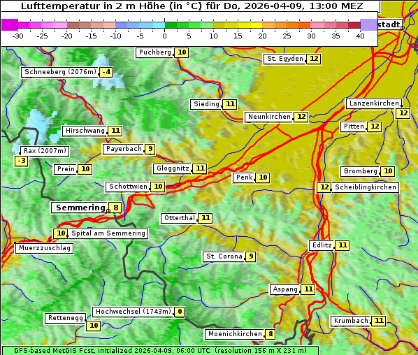 Temperatur, 9. 4. 2026