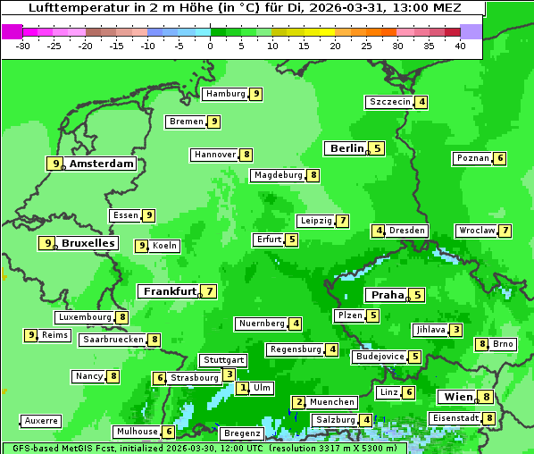 Temperatur, 31. 3. 2026