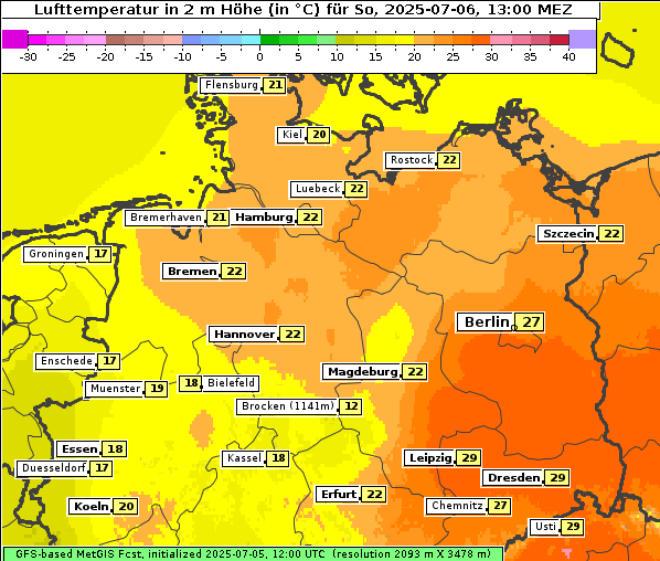 Temperatur, 6. 7. 2025