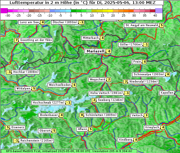 Temperatur, 6. 5. 2025