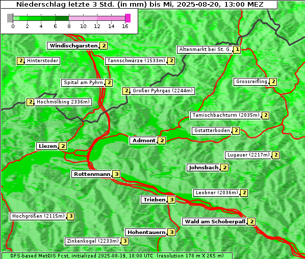 Niederschlag, 20. 8. 2025