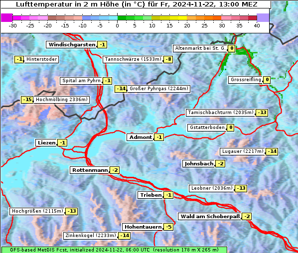 Temperatur, 22. 11. 2024