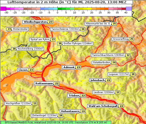 Temperatur, 20. 8. 2025