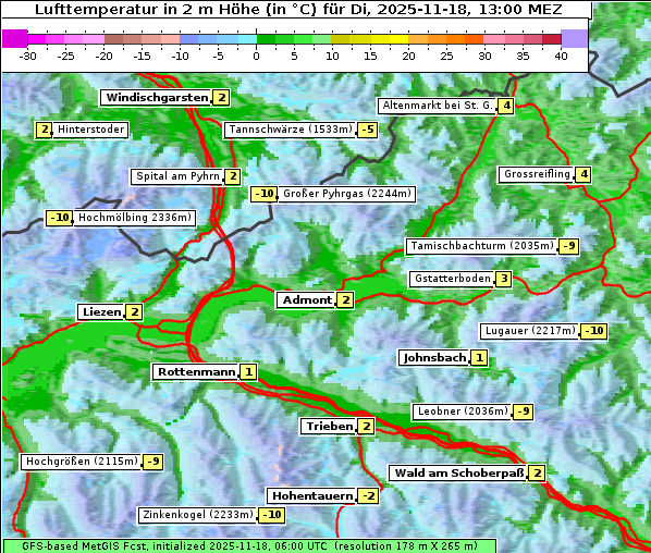 Temperatur, 18. 11. 2025