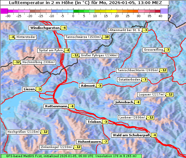 Temperatur, 5. 1. 2026