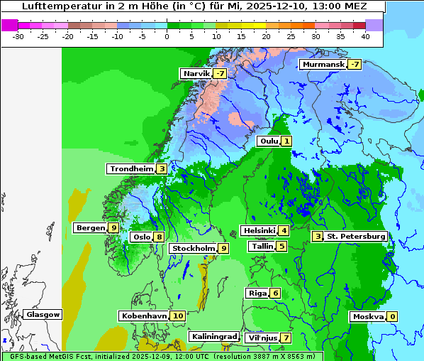 Temperatur, 10. 12. 2025