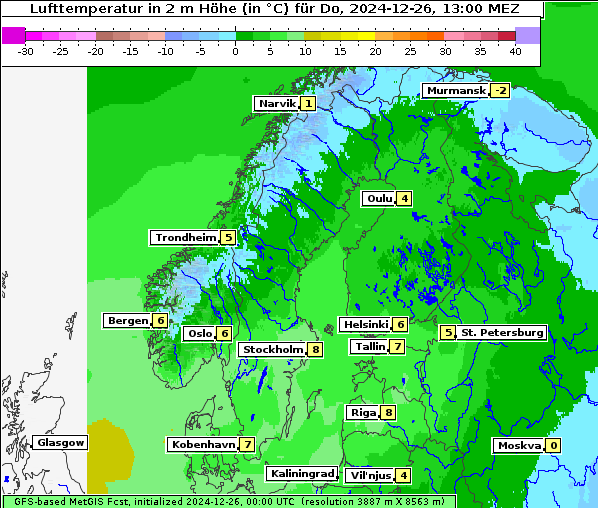 Temperatur, 26. 12. 2024