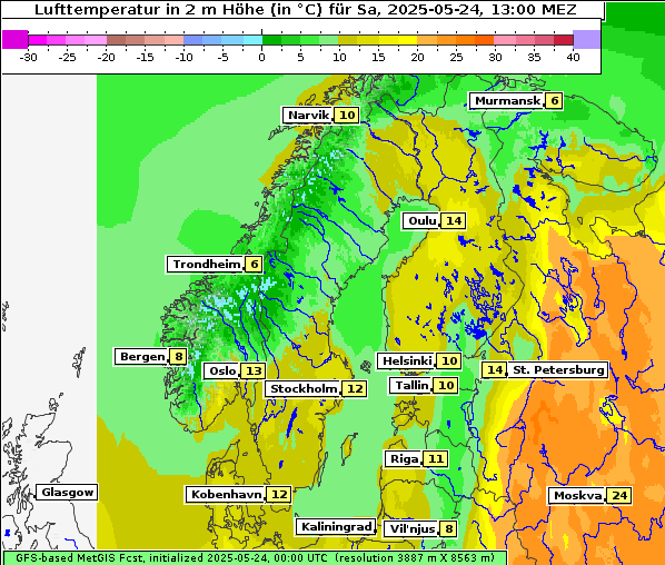 Temperatur, 24. 5. 2025