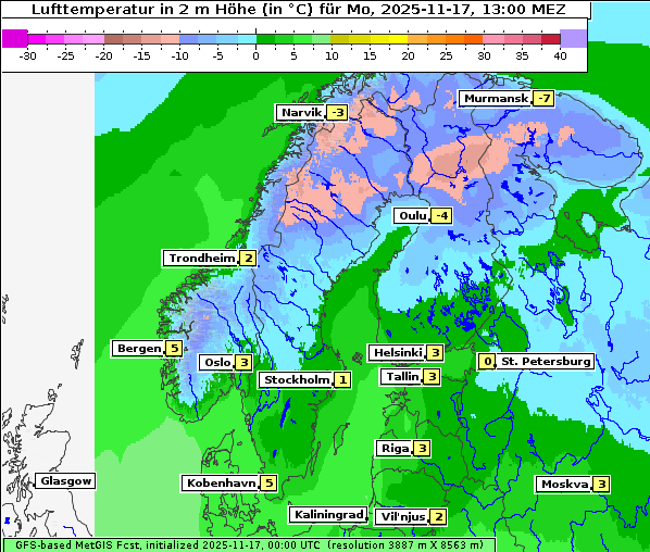 Temperatur, 17. 11. 2025