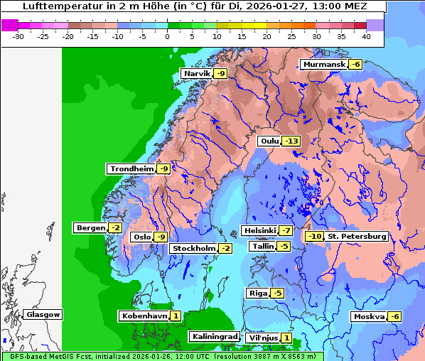 Temperatur, 27. 1. 2026