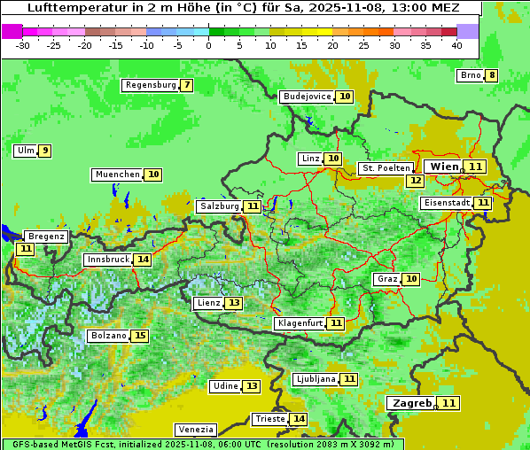Temperatur, 8. 11. 2025
