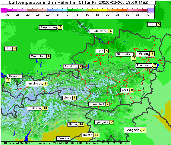 Temperatur, 6. 2. 2026