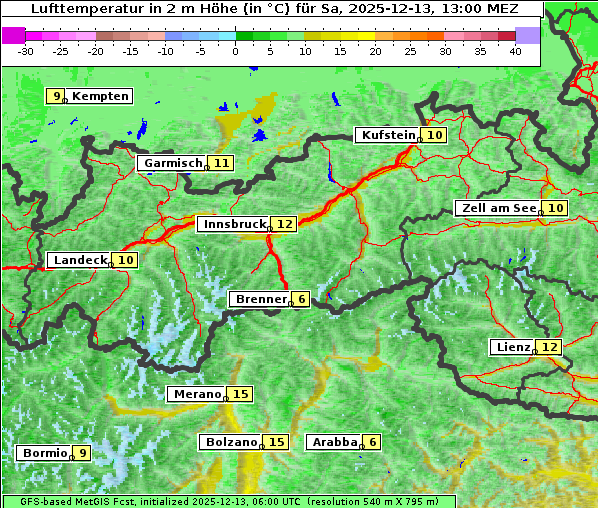 Temperatur, 13. 12. 2025