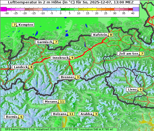 Temperatur, 7. 12. 2025