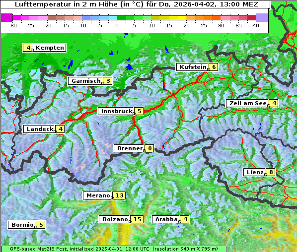 Temperatur, 2. 4. 2026