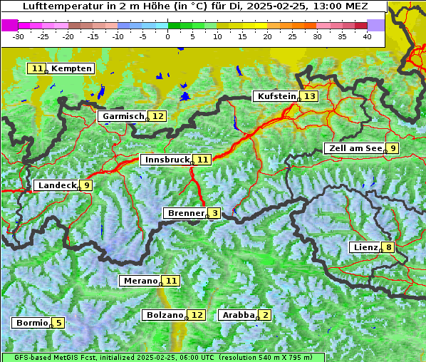 Temperatur, 25. 2. 2025